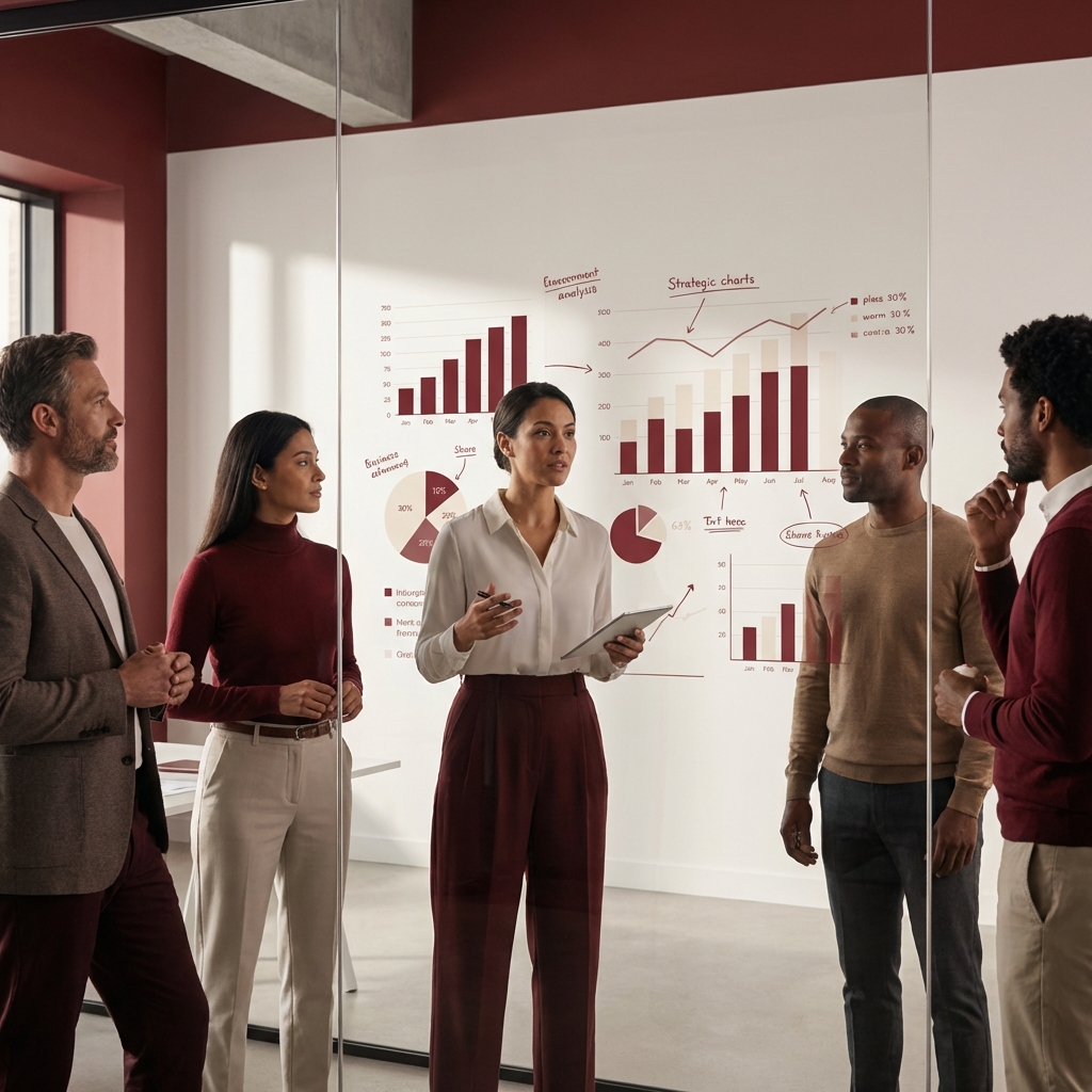 オフィスで議論するプロフェッショナルたち